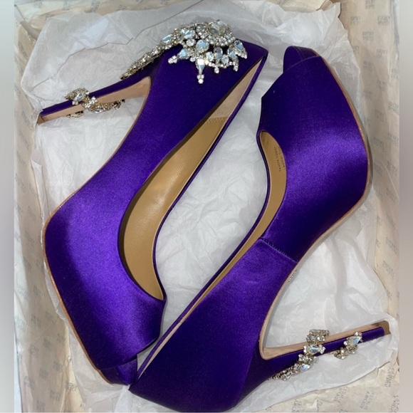 Badgley Mischka 'Royal Embellished' Peep
Toe Pump in Purple - Picture 7 of 16